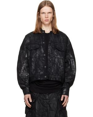 Julius Blouson Dk Noir En Denim Enduit