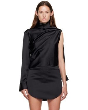 Courreges Off-Shoulder Satin Blouse - Black