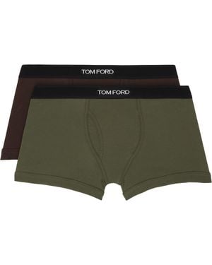 Tom Ford Two-Pack Cotton Boxer Briefs - Green
