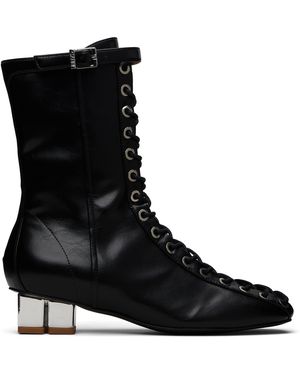 Ganni Lace-Up Ankle Boots - Black
