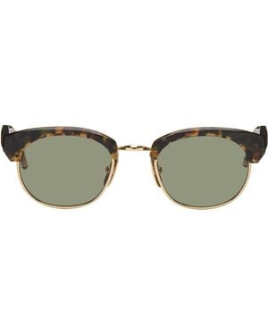 Thom Browne Acetate & Titanium Oval Sunglasses - Brown