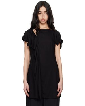 Y's Yohji Yamamoto Rayon Cambric Right Side Drape Blouse - Black