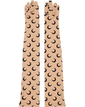 Marine Serre Gants Beiges En Nylon Régénéré À Motif À Logos - Neutre