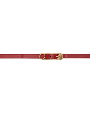 Versace レッド セーフティーピン レザーベルト - ブラック