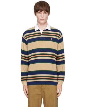 Polo Ralph Lauren Big Fit Striped Jersey Rugby Polo - Blue