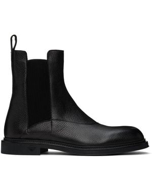 Emporio Armani Grained Leather Chelsea Boots - Black