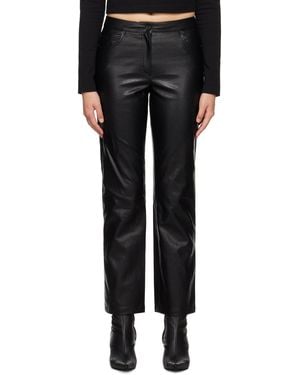 Juun.J Darted Faux-Leather Pants - Black