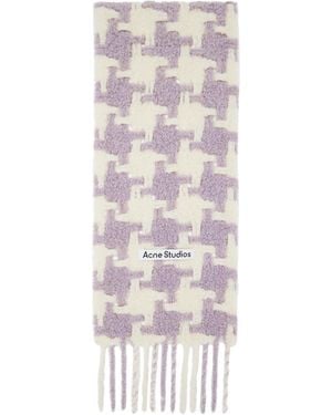 Acne Studios パープル&ホワイト 千鳥格子 マフラー - ブラック