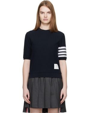 Thom Browne Textured Cotton Pique 4-Bar T-Shirt - Black