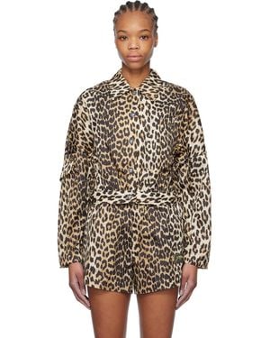 Ganni Jacket With Animal Print - Black