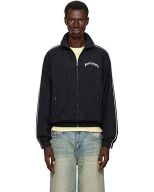 Palm Angels Curved Logo Vintage Windbreaker Track Jacket - Black