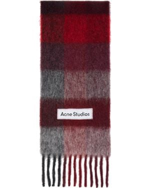 Acne Studios Mohair Checked Scarf - Red