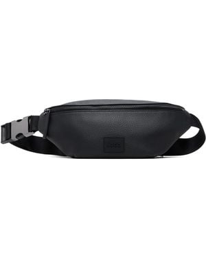 HUGO Logo Patch Grained Belt Bag - Black