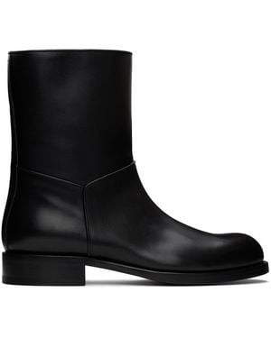 The Row Buffed Calfskin Ankle Boots - Black