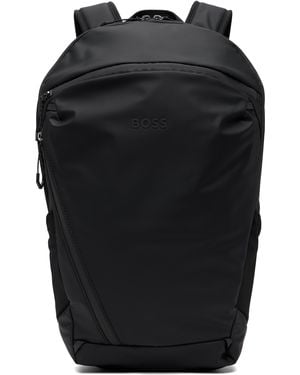 BOSS Faux-Leather Reflective Detail Backpack - Black