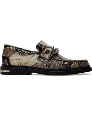 Toga Virilis Embossed Snake Loafers - Black
