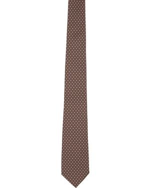 Paul Smith Cravate Brune En Soie À Pois - Marron