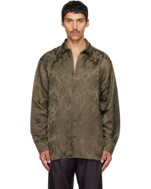 Dries Van Noten Khaki Brocade Shirt - Brown
