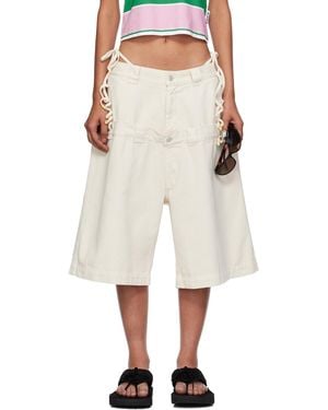 Abra Ssense Exclusive Double Denim Shorts - Natural