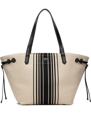 Tom Ford Off- Striped Jacquard Large Tote - Black
