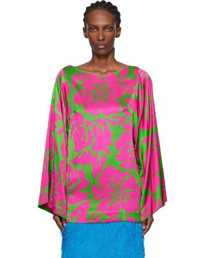 Dries Van Noten Satin Print Blouse - Pink