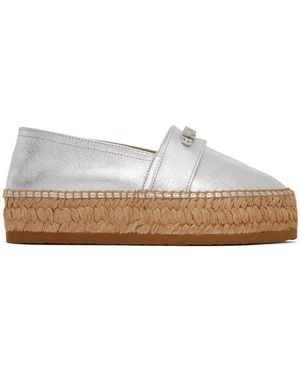 Moschino Silver Mini Lettering Laminated Espadrilles - Black
