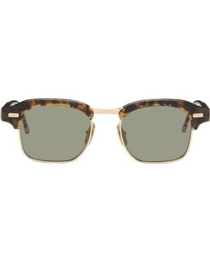 Thom Browne Acetate & Titanium Square Sunglasses - Brown
