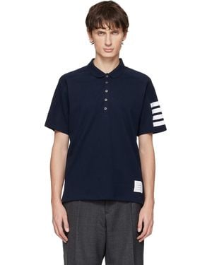 Thom Browne Milano Cotton 4-Bar Polo - Blue