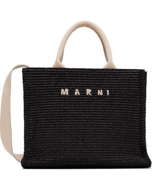 Marni Raffia-Effect Small Tote - Black