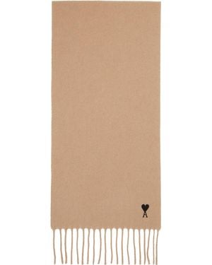 Ami Paris Ami De Coeur Wool Scarf - Natural