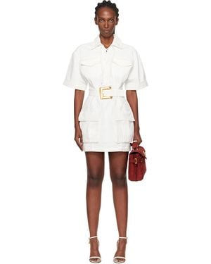 Balmain Lace-Up Canvas Minidress - Black