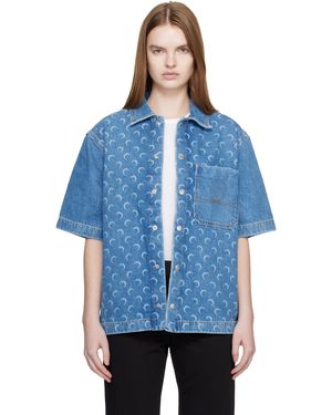 Marine Serre Moon Laser Ss Denim Shirt - Blue