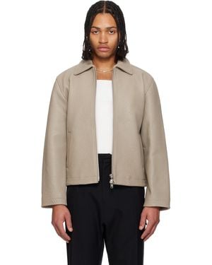 sunflower Taupe Short Leather Jacket - Natural