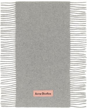 Acne Studios グレー フリンジ ウール マフラー