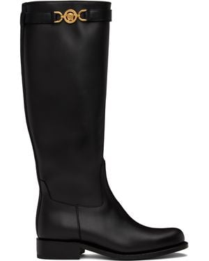 Versace ブラック メドゥーサ '95 Knee High ロングブーツ