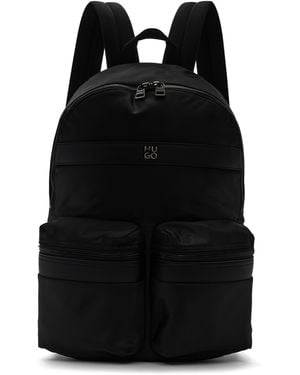 HUGO Stacked-Logo Twill Backpack - Black