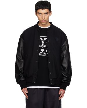 Vetements Biker Cross Embroidered Varsity Bomber Jacket - Black