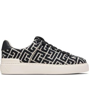 Balmain Off- Monogram Jacquard B-Court Trainers - Black