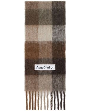 Acne Studios Check Wool Scarf - Brown