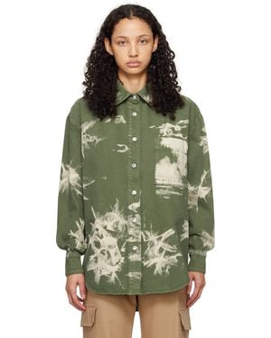 MSGM Green Bleach Denim Shirt