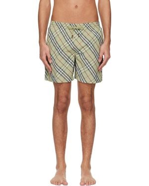 Burberry グリーン チェック スイムショーツ
