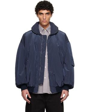Hed Mayner Crinkled Bomber Jacket - Blue