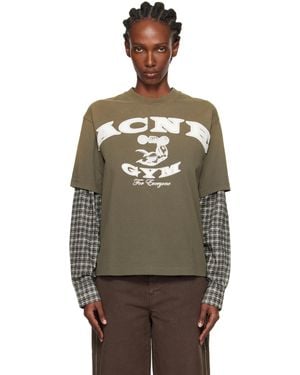 Acne Studios Khaki Layered Logo T-Shirt - Multicolor