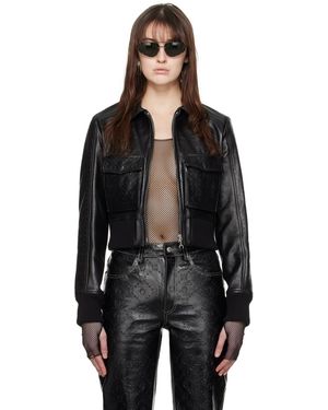 Marine Serre Black Embossed Leather Jacket