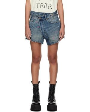 R13 Crossover Denim Shorts - Blue