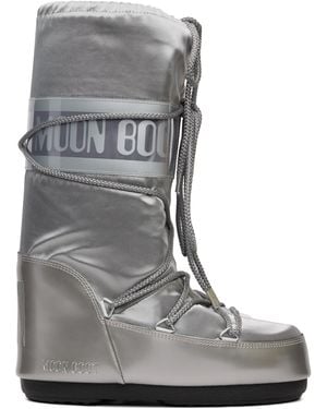 Moon Boot Icon Glance Satin Boots - Grey