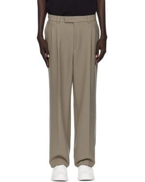 BOSS Taupe Relaxed-Fit Double Pleat Pants - Black
