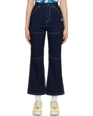A Bathing Ape Color Stitching Cargo Pants - Blue