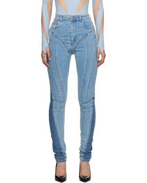 Mugler Jean bleu à assemblage en spirale et à fentes