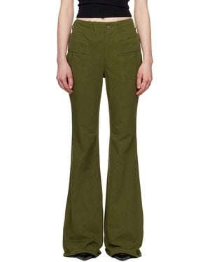 R13 Khaki Flare Leg Pants - Green